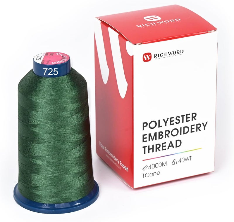 Poolin Richword Green Embroidery Thread 4000M(4374Y) 40WT Polyester Thread 100 Colors Selected for Commercial Multi Needles and Single Needle Embroidery Machine 0725 - Image 1